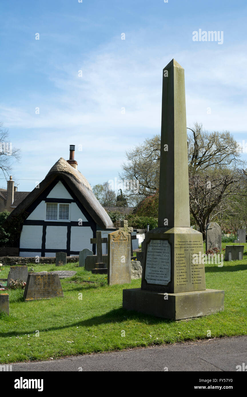 War memorial in St. Lawrence`s churchyard, Swindon Village, Cheltenham, Gloucestershire, England, UK Stock Photo